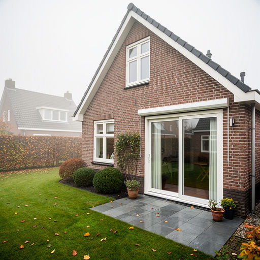Monteur plaatst een kunststof schuifpui bij een woning in Leiderdorp