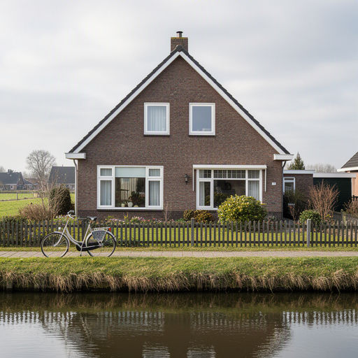 Jaren-60 woning langs een kanaal in Leiderdorp met nieuwe witte kunststof kozijnen
