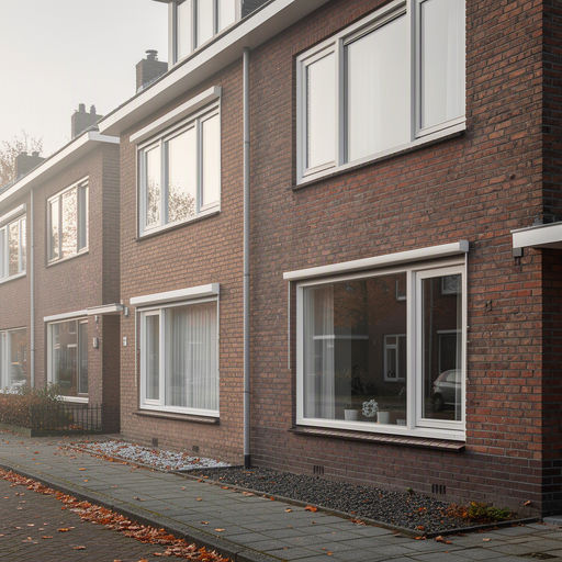 Witte kunststof draaikiepramen met HR++ glas in een rijtjeshuis