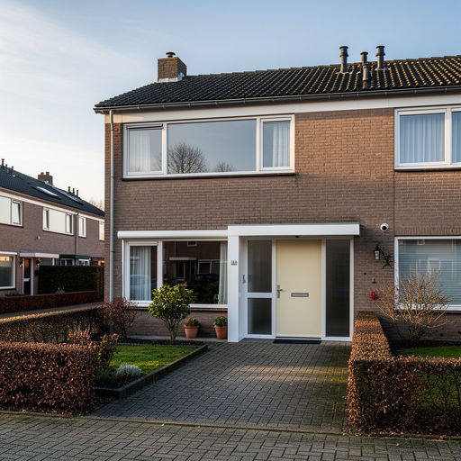 Kunststof voordeur aan de voorgevel van een woning in Leiderdorp