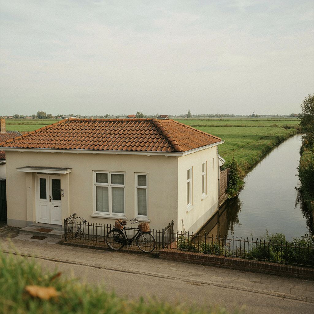 Karakteristieke dorpswoning in Stompwijk met nieuwe witte kunststof kozijnen en groene omlijsting