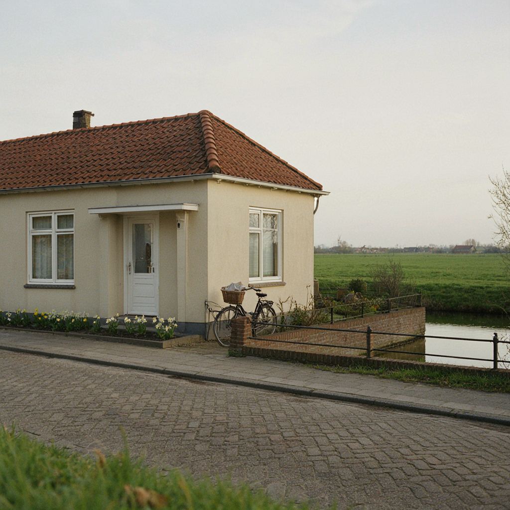 Jaren-60 woning langs een kanaal in Leiderdorp met nieuwe witte kunststof kozijnen
