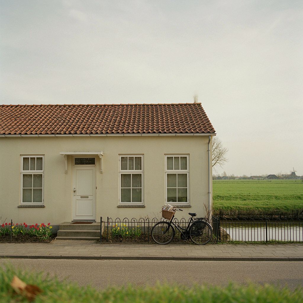 Jaren-60 woning langs een kanaal in Hazerswoude-Rijndijk met nieuwe witte kunststof kozijnen