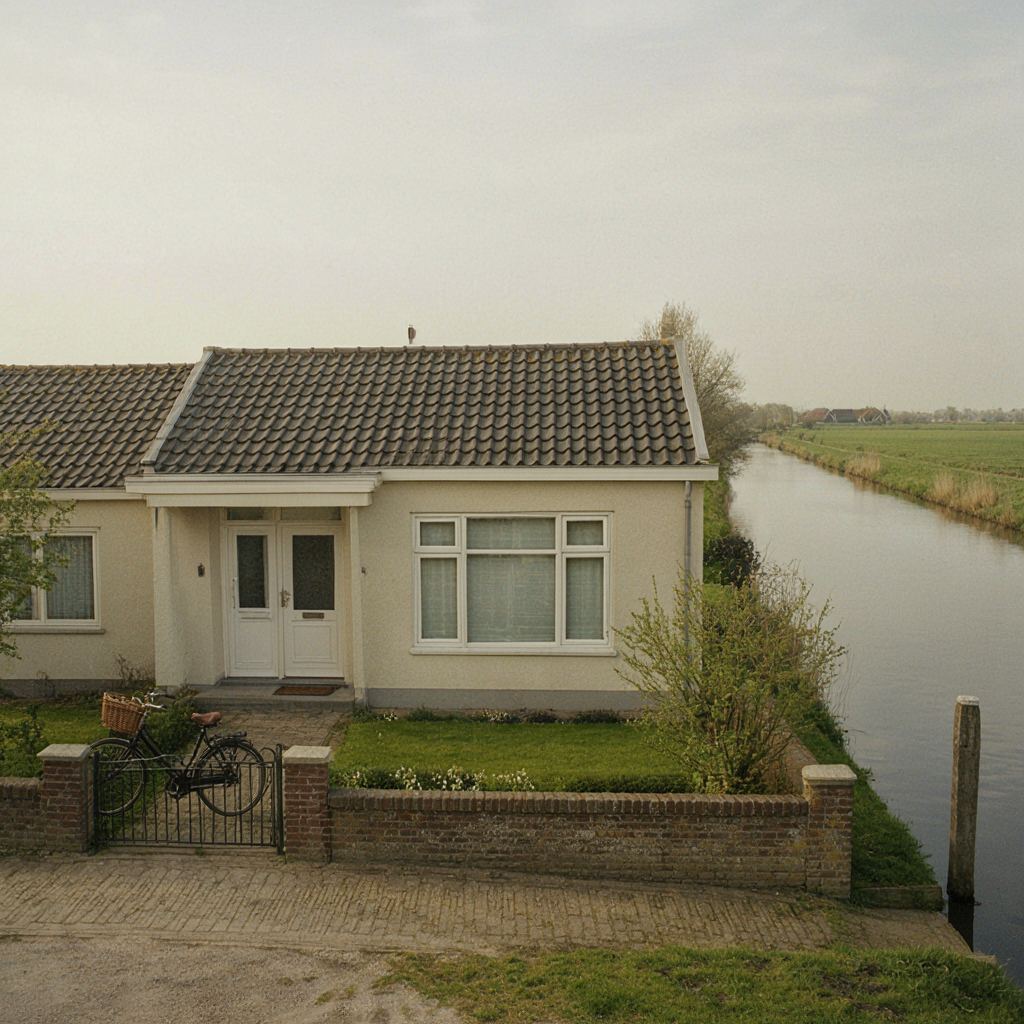 Jaren-60 woning langs een kanaal in Leiderdorp met nieuwe witte kunststof kozijnen