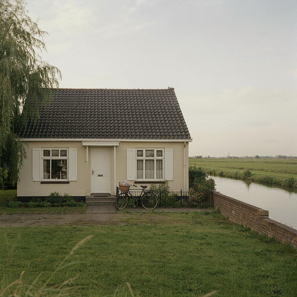 Jaren-60 woning langs een kanaal in Leiderdorp met nieuwe witte kunststof kozijnen