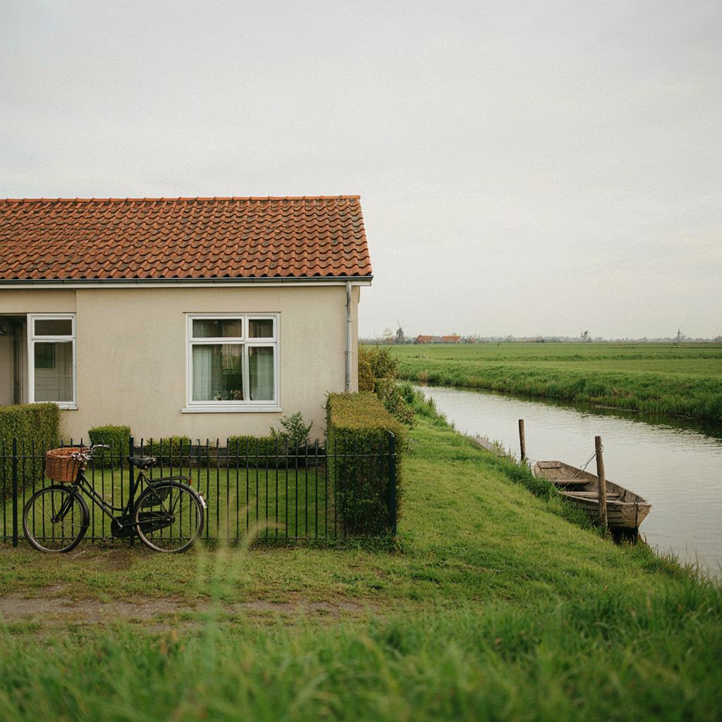 Jaren-60 woning langs een kanaal in Warmond met nieuwe witte kunststof kozijnen